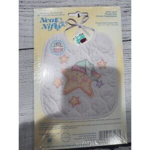 Vintage Janlyn Neat Nifty Sleepy Star Cross Stitch Bib